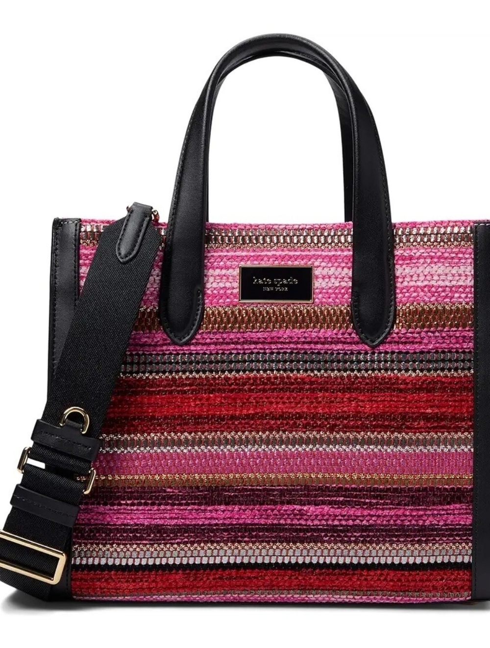 Kate Spade Manhattan Striped Metallic Small Tote Handbag 💖 - Picture 2 of 6